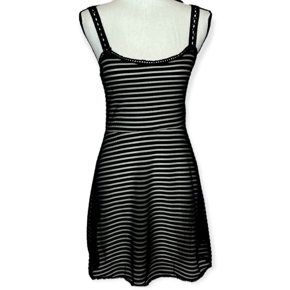 FREE PEOPLE BLACK MESH STRIPED SLEEVELESS DRESS SMALL